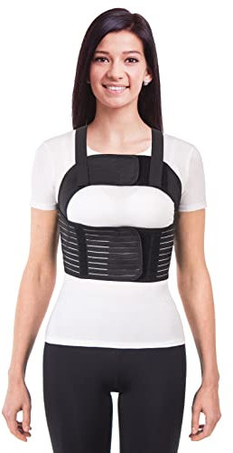 TOROS GROUP MANUFACTURE Ceinture thoracique orthopédique pour femme Soutien de cage thoracique Corset de côtes Brace élastique respirant Noir Small