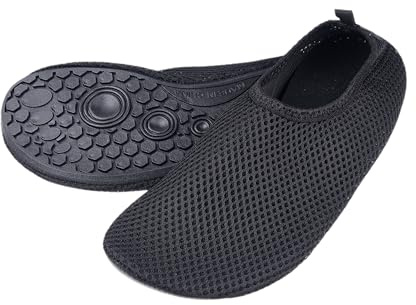 Wasserschuhe mit elastischem, schnell trocknendem, atmungsaktivem Material und rutschfester Gummisohle - Schützt vor Sand, kaltem/heißem Wasser, UV, Steinen/Muscheln - Passgenaues Beach/Pool Schuhe