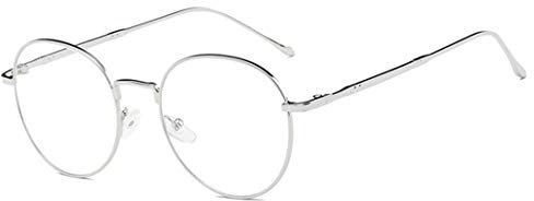 Metall Frame Retro Glasrahmen-Ebenenspiegel Dekobrille Klassisches Rund Rahmen Glasses Klare Linse Brille