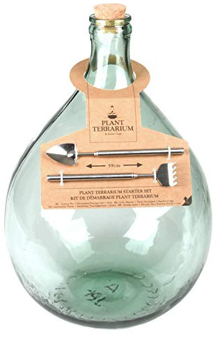 Esschert Design AGG48 Terrarie-flask-planteringskärl med verktyg, medelstor, grön
