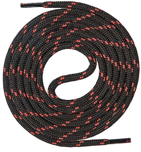 Mount Swiss Cordones redondos de calidad para zapatos de trabajo, senderismo y trekking, poliéster, diámetro 4,5 mm, muy resistente, color negro y rojo, longitud 160 cm