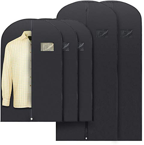 Plixio Black Garment Bags for Hanging Clothes, Men Suit Bag for Travel and Clothing Storage of Women Dresses, Shirts, Fur Coats, Dance Costumes Suit Cover - Closet Storage Long Garment Bags w/Zipper
