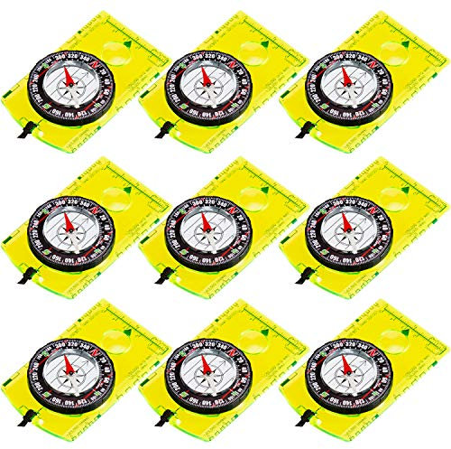 BBTO 9 Pieces Orienteering Compass Hiking Backpacking Camping Compass Map Reading Outdoor Waterproof Compass for Scout Men Women