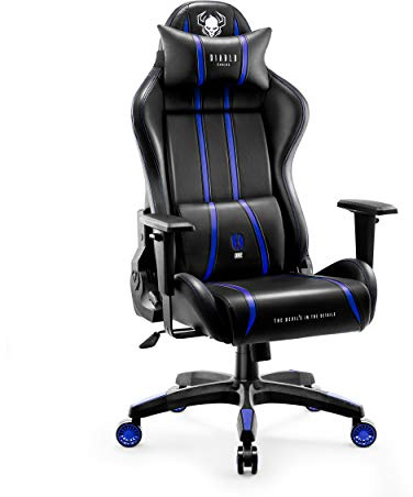 Diablo X-One 2.0 Gaming Stuhl Kunstleder mit Kopf- und Lendenkissen | Gaming Chair ergonomisch mit Memory-Foam-Kissen, Armlehnen, Wippfunktion, 140° Rückenlehne und pflegeleichtem HDS-Kunstleder