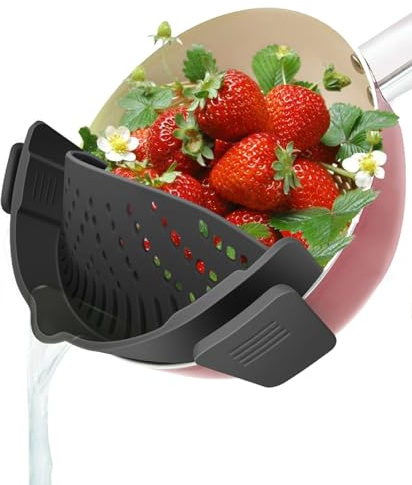 YEVIOR Clip on Strainer for Pots Pan Pasta,Silicone Food Pan Strainer
