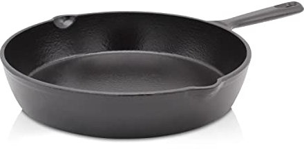 KRÜGER Gusseisenpfanne Toledo mit Ausgießer - emailliert - hohe Hitzebeständigkeit und langanhaltende Wärmespeicherung - für alle Herdarten inkl. Induktion geeignet (24 cm)