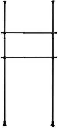 WENKO Herkules clothes rail set of 2, to extend the matching telescopic system made of metal for walk-in wardrobes or as a coat rack, incl. plastic brackets, extendable up to 120 cm, black