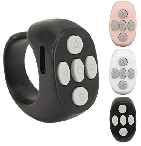 Telecomando Bluetooth Girapagina, Pulsante Multimediale Wireless Elettronico Telecomando Selfie, Otturatore Remoto per Fotocamera Indossabile(Nero)