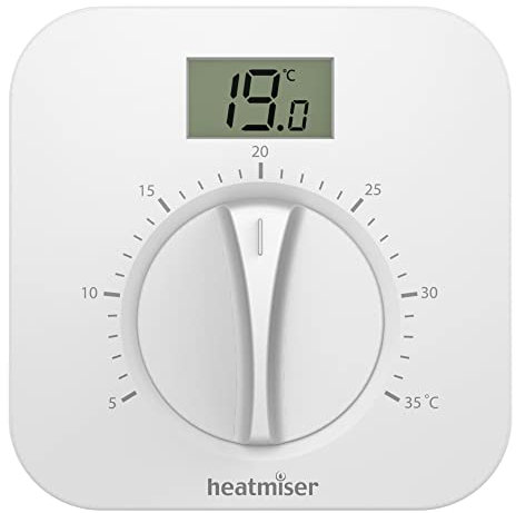 Kudos-Trading - Heatmiser DS1-L v2 LCD Display Central Heating Thermostat for Simple Dial Control for Boiler & Heat Pump Heating Ideal for Energy Efficient Heating Systems.