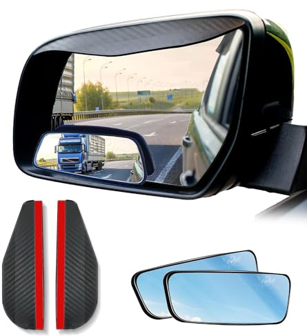 EcoNour Blind Spot Car Mirror (2 Pack) | Wide Angle for 3x Larger View | Universal Car Rear View Mirror with Rain Guard | Side Blind Spot with Adjustable Stick for Cars, SUVs, and Trucks