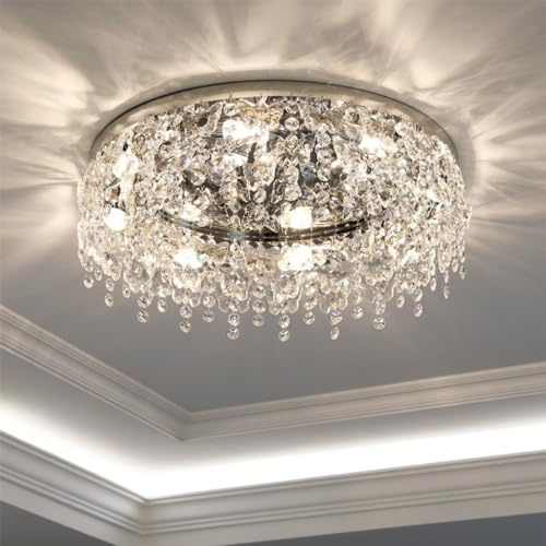 CNMKLM Moderne Kristallleuchter,Eingebettete Decke K9 transparente Kristall Kronleuchter LED Deckenleuchte Flur Decke Wohnzimmer Schlafzimmer Küche Eingang Kronleuchter (Größe : 6 heads)