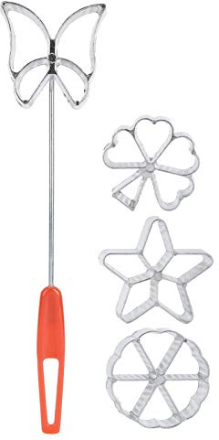 Set di 4 Pezzi in Ferro Per Rosette con Manico, Stampi Per Bunuelos in Lega di Alluminio con Manico Stampi Per Rosette Versatili Accessori Per La Cottura Creatore Per Rosette Per Biscotti Dessert