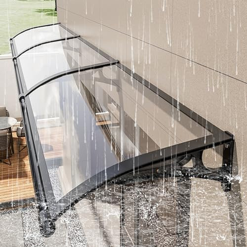 Marquise De Porte D'Entrée Avec Support En Aluminium,Moderne Toit Arc Polycarbonat Protection D'abri,Exterieur Protection Solaire Toit Abri,Auvent De Porte Entrée,Protection UV,Pluie Et Neige. ( Color