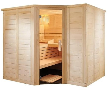 Sentiotec Sauna Polaris Large aus massiver Fichte 234 x 206 x 204 cm