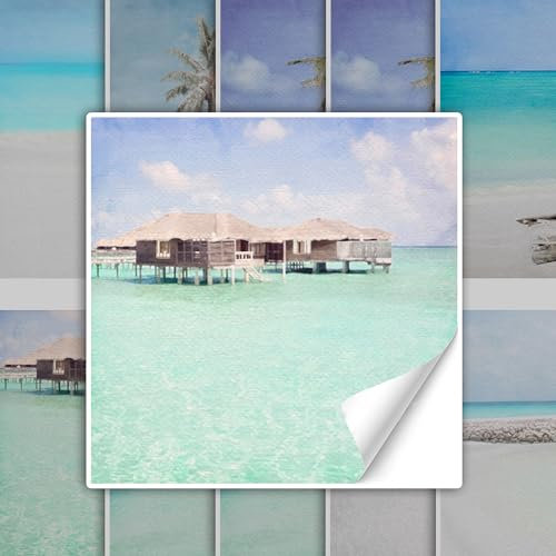GRAZDesign Fliesenaufkleber Bad & Küche, maritim Wasser Strand türkis Klebefliesen selbstklebend - 15x15cm / 10 Stück
