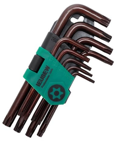 Ieusew Juego de llaves Torx Allen, juego de llaves resistentes a manipulaciones, acero S2, 9 piezas T10-T50 Star