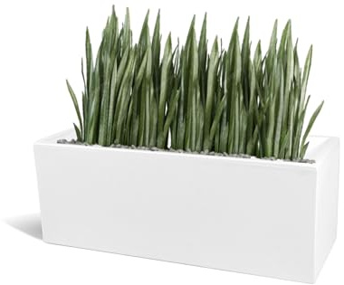 Kloris Jardinera Rectangular Moderna Mod. Oasis, 100 x 30 x 30 cm, Blanco Polietileno, Fabricado en Italia