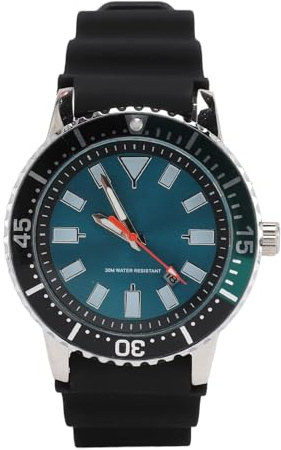 HURRISE Montre de Plongée étanche de Luxe pour Hommes, avec Lunette Rotative, Fonction Veilleuse Lumineuse, Adaptée à la Course à Pied et au Sport (Bleu argenté)