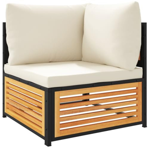 vidaXL Garten Ecksofa, Mittelsofa mit Kissen, Modular Loungesofa für Garten Terrasse, Gartensofa Gartensessel Gartenmöbel, Massivholz Akazie