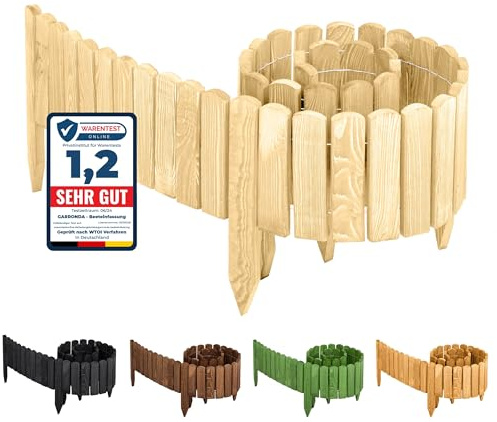 Garronda 200x30 cm Rasenkante Beeteinfassung Holz Natural GD-0046 | Nicht Imprägniert, Flexibel formbar, als Rollborder, Beetumrandung, Beetbegrenzung und Gartenzaun für Rasen, Rabatten, Wege