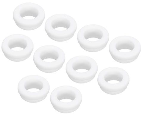 sourcing map 10Pcs Snap Silicone Rubber Grommet Plug Mount Dia 14mm ID 10.5mm Narrow Groove Width 2mm Seal Anti-Scratch Sleeves for Electrical Box Cable Pipes White