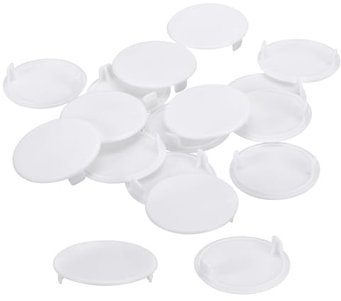 sourcing map 25Pcs Hinge Hole Covers, 38mm(1 1/2) Dia Plastic Concealed Hole Cover Round Flush Type Caps for Furniture Cabinet Cupboard, White