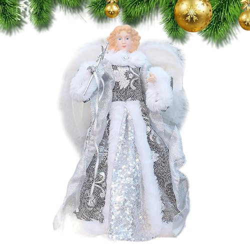 Engel-Baumspitze, Weihnachtsengel-Baumspitze | Engel mit Flügeln Figur,Weihnachtsengel-Ornament, Engelsbaumspitze, Figur mit Flügeln für die Weihnachtsbaumdekoration