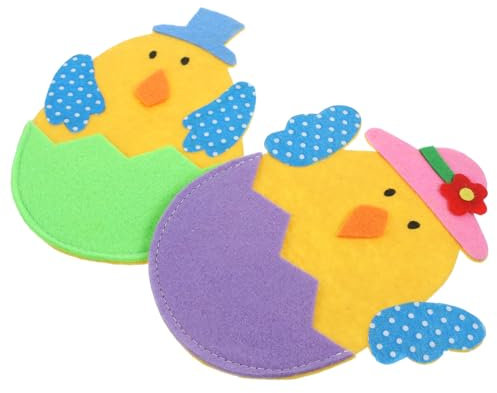 PAMINGONO 2stücke Osterküken Bestecktaschen Dekorative Und Messerhüllen Für Fröhliche Tischdekoration Für Ostern Und Familientreffen Farbenfrohe Und Ansprechende Tischaccessoires