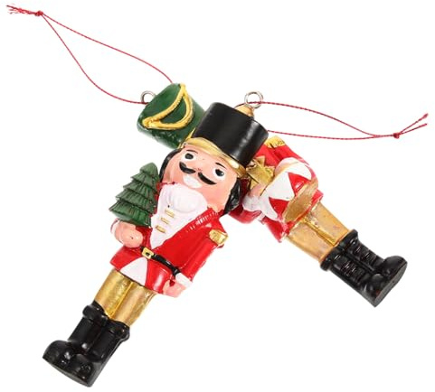 BRIGHTFUFU 2pcs Resin Nutcracker Ornament Creative Hanging Christmas Decorations for Tree Charming Soldier Figurines for Home Hotel Restaurant and Festive Celebrations