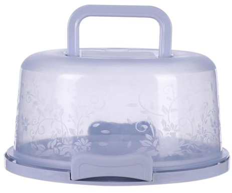 Kuchen Transportbox Rund mit Deckel und Tragbarer Tragegriff Kuchenbehälter Lang 26 cm Höhe 12 cm Tortentransportbox Transparent Plastic Tortenbehälter Modern Tortenplatte für Torte Muffins (C)