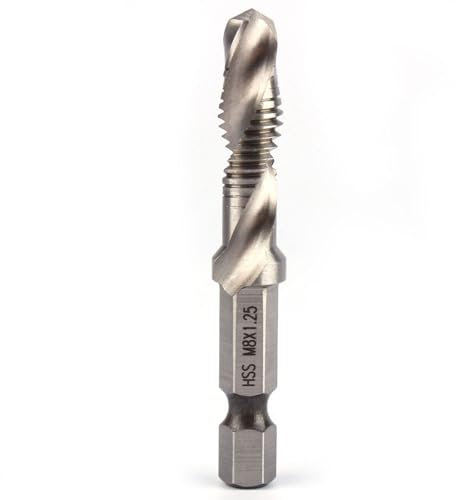 Brocas de Roscar con Hexagonal HSS M8 y Brocas Cónicas para Metales Blandos, Aluminio y Hierro, con Punta Autocentrante (sin Necesidad de Perforación Central Auxiliar ni