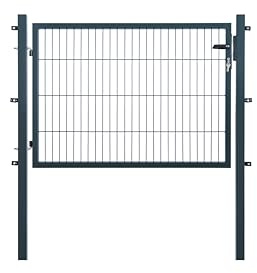 Gartentor | extra breit, B150 x H80 cm | Anthrazit RAL 7016 | Einzeltor inkl. Torpfosten & Schließzylinder | verzinkt & pulverbeschichtet | UV- und witterungsbeständig