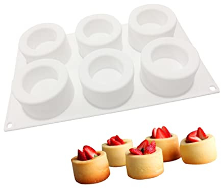 Stampi Monoporzione 6 Cavità in Silicone Bianco Antiaderente per Dessert | Uso per Mousse, Budini, Decorazione Torte, Idoneo per Forno e Microonde, Standard Lfgb, Bianco