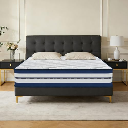 Colchón 140x200, Altura ±28 cm, Certificado Öko-Tex, Colchón Matrimonio con Espuma Viscoelástica y Muelles Ensacados, Firmeza Media H3, Independencia de lechos, 7 Zonas Diferenciadas, Ortopédicos