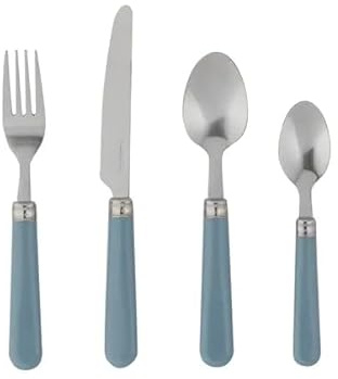 New Modern Stylish Design16 Piece Cutlery Set Stainless Steel Tableware Collection, Dishwasher Safe and Durable Flatware for Everyday Dining & Special Occasions Gift Giving-M72 (Ashley Blue)