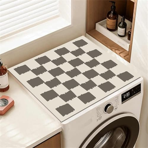Highdi Rayures Simples Housse de Protection pour Machine à Laver Top,Coussin de Machine à Laver Antidérapant Housse de Machine à Laver pour Machine à Laver Ou Sèche-Linge (Beige Gris,30x40cm)
