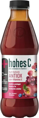 hohes C Nutribebida Antiox con Vitamina E - Zumo de Manzana, Uva, Aronia, Acerola, Arándano, Zanahoria Negra y Limón - Zumo 100% natural 1L (Paquete de 6)