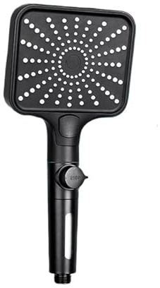 Pommeau de douche haute pression 16 cm, grand panneau, 4 modes, arrêt d'eau en une seule touche, avec filtre, accessoires de salle de bain(Black Shower)