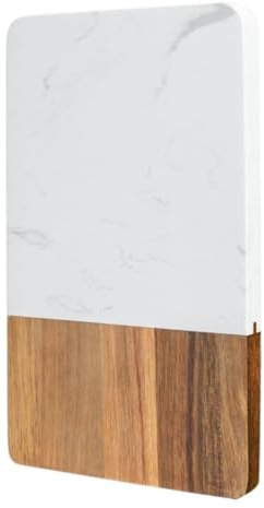 AYCDL Tabla De Cortar De Mármol Y Madera Natural, Ideal para Cortar Carne, Frutas Y Pan.