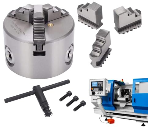Lathe Chucks for Woodturning with T-Key Wrench 3-Jaw Alloy Adapter | 80mm Precision Wood Metal Lathe Chuck for Router Engraver 3D Printer Machining Center Woodworking Drilling Workshop