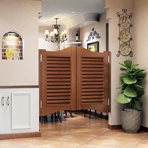 Hggdsac Puerta Abatible de Madera Maciza para Interiores, Puerta Vaiven de Cierre Automático, Personalizable, Partición de Valla, InstalacióN FáCil, Dos puertas (Estilo C/Tamaño : W80xH80cm)