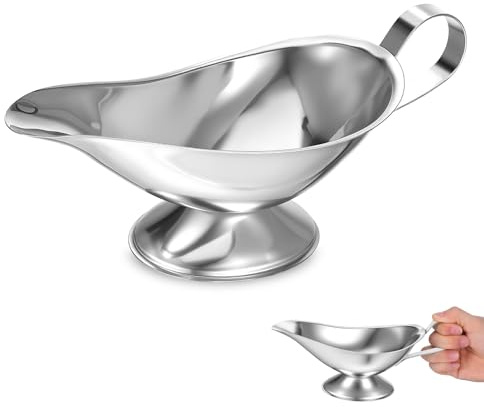 Veemoon 2 Piezas Salseras de Acero Inoxidable 10 Oz con Vertedor, Tazones para Salsas y Condimentos, Utensilios de Cocina Resistentes y Fáciles de Limpiar para Uso en Hogar, Barbacoa y