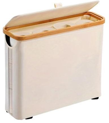 Contenedor para papel higiénico para 12 rollos, organizador para papel higiénico con tapa y asa, organizador para el baño, para espacios reducidos, baño, sala de estar y armario