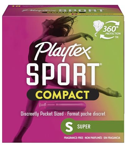Playtex Sport Tampones con tecnología Flex-Fit, Super, sin perfume, 18 unidades (paquete de 2)
