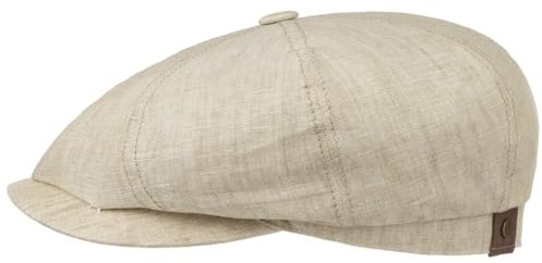 Stetson Hatteras Flat Cap Leinen Damen Herren Baumwollfutter UV 40+ Schirmmütze Frühjahr Sommer beige 60 cm