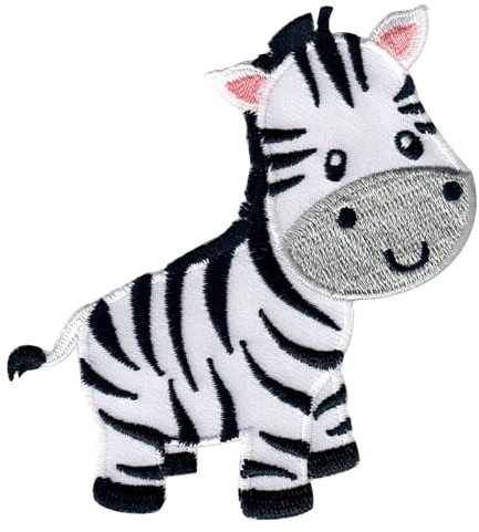 PatchMommy Zebra Aufnäher zum Aufbügeln für Kinder, 9 x 8,25 cm | Gesticktes Bügelbild, Patch & Applikation für Baby- und Kinderkleidung & Rucksäcke – zum Aufbügeln oder Aufnähen