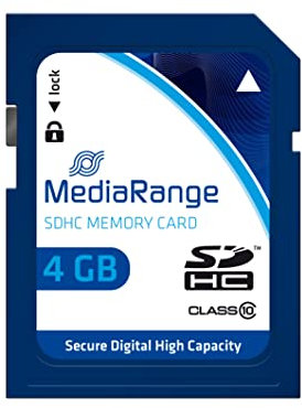 MediaRange MR961 Tarjeta de Memoria SDHC 4 GB Grado 10, Blanco y Azul