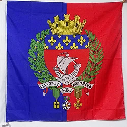 AZ FLAG Flagge Paris mit Waffen 90x90 cm Polyester 100D Hohlsaum | Für innen und außen Französische dekorative Flagge doppelte Nähte und verstärkte Kanten mit Masttunnel 100D Polyester