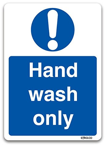 stika.co Pack of 2 Hand Wash only Sticker - Kitchen Safety Signs - Mandatory Compliance Signs