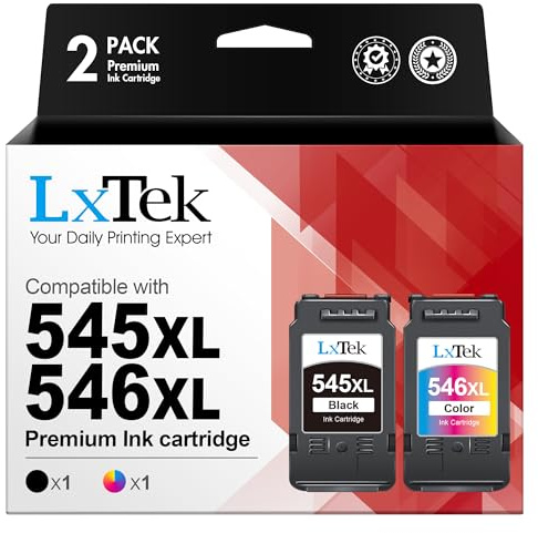 LxTek 545XL 546XL Multipack für Canon Druckerpatronen 545 546 für Canon 545 546 Kompatibel für Canon TR4550 Patronen 546 XL Color PG-545XL PG545 PG 545 XL PG-545 PG545XL für MX495 TS3355 MX490, 2 Pack